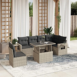 vidaXL Salon de jardin avec coussins 7 pcs gris clair résine tressée 