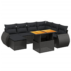 vidaXL Salon de jardin 8 pcs avec coussins noir résine tressée