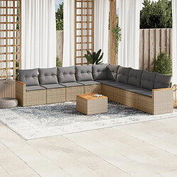 Maison Chic Salon de jardin avec coussins 10 pcs | Ensemble de Table et chaises | Mobilier d'Extérieur beige résine tressée -GKD52872