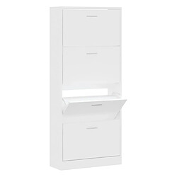 vidaXL Armoire à chaussures Blanc 63x24x147 cm Bois d'ingénierie