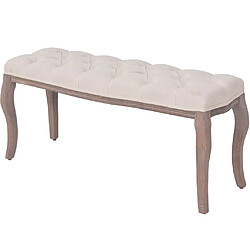 Helloshop26 Banc banquette lin bois massif 110 x 38 x 48 cm blanc crème 02_0021257 