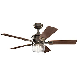 Elstead Lighting Ventilateur de plafond 5 pales 132 cm avec lumière LED télécommande bronze ancien Coloris : Noyer foncé, noyer moyenType d'ampoule : E27IP : 23Hauteur en Cm : 48Diamètre en Cm : 132Intensité variable : Oui - Ampoules à intensité variable requisesPoids en Kil