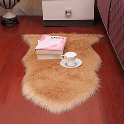 LUUCOZK Tapis moelleux en fausse fourrure, tapis à poils longs pour chambre à coucher et salon, marron clair-55x90cm rond 