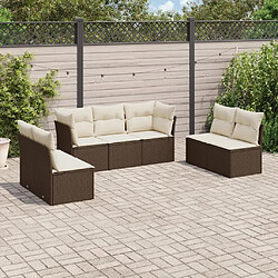 Maison Chic Salon de jardin avec coussins 7 pcs, Ensemble Tables et chaises de jardin, marron résine tressée -GKD477158