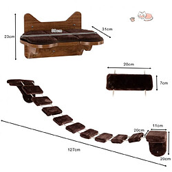 Avis Helloshop26 Arbre à chat mural en bois avec couchage et escalier pont à 9 étapes 123 x 20 x 17 cm charge max : 10 kg marron 20_0001632