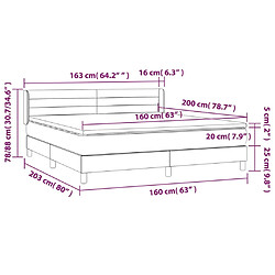 vidaXL Sommier à lattes de lit et matelas Bleu foncé 160x200cm Velours pas cher