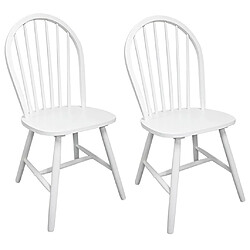 Maison Chic Lot de 2 Chaises à manger,Chaise pour cuisine,Solide Structure blanc bois d'hévéa solide -MN15427