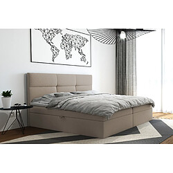 TRADA Lit adulte rembourré TOP avec rangement et matelas bonnell intégré dans le cadre du lit en 180×200 beige