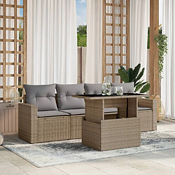 vidaXL Salon de jardin avec coussins 5 pcs beige résine tressée