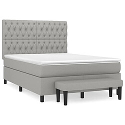 vidaXL Sommier à lattes de lit avec matelas Gris clair 140x190cm Tissu