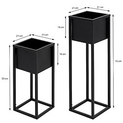 Acheter ML DESIGN MODERN LIVING ML-Design Set of 2 flower stands, black, 21x50/70x21 cm, powder-coated metal