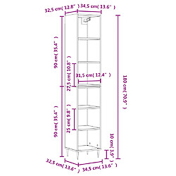 Acheter vidaXL Buffet haut Sonoma gris 34,5x32,5x180 cm Bois d'ingénierie