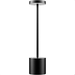 Universal Lampe à LED sans fil, lampe à batterie rechargeable USB portable à économie d'énergie, luminosité de niveau 2, table de chevet en alliage d'aluminium métallique chambre à coucher/salle à manger (noir) 