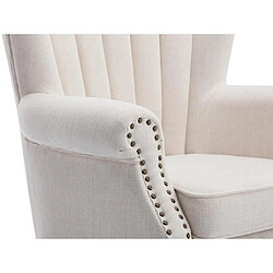 Acheter Vente-Unique Fauteuil en tissu crème finition cloutée BATOUMI