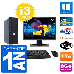 PC HP ProDesk 400 G3 SFF Ecran 19" i3-6100 RAM 8Go Disque 1To Windows 10 Wifi · Occasion 