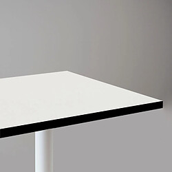 Restootab Table 70x70cm - modèle Round pied blanc blanc chants noir