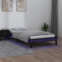 vidaXL Cadre de lit à LED sans matelas noir 100x200 cm bois massif