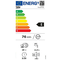 Lave-vaisselle 45cm 10 couverts 49db tout intégrable - LVI42F - BEKO