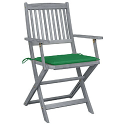 Maison Chic Lot de 2 Chaises pliables d'extérieur avec coussins | Chaises de jardin | Fauteuil Relax Bois d'acacia -GKD67246