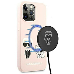 Karl Lagerfeld Slilicone Karl & Choupette Magsafe - Coque pour iPhone 13 (Rose) 