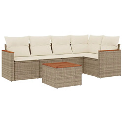 vidaXL Salon de jardin avec coussins 6 pcs beige résine tressée