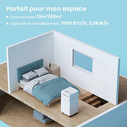 Comfee Climatiseur Mobile 7000 BTU/h 2.0kW/h 3-EN-1 4 Modes Minuterie 24H Capacité de déshumidification: 1,95 l/heure Certification: TüV; R290; GS Zone Couverte: 25?/68m³