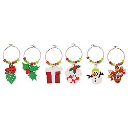 6 Pcs / Set De Noël Charmes En Verre Boisson Tasse Charmes Marqueur Anneau De Noël Décor Pendentifs en verre à vin