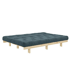 Avis Inside 75 Banquette convertible futon LEAN pin coloris bleu pâle couchage 130*190 cm.