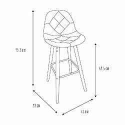 Acheter Toilinux Lot de 2 Tabourets de bar - Beige et Gris