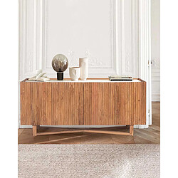 UNIQKA Endah - Buffet en bois de manguier massif et marbre blanc 175 cm