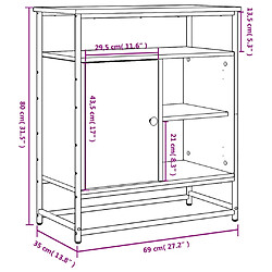 vidaXL Buffet chêne marron 69x35x80 cm bois d'ingénierie pas cher