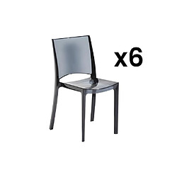 Vente-Unique Lot de 6 chaises empilables HELLY - Polycarbonate plein - Gris ardoise