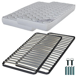 Ebac Matelas mousse + Sommier C220 2x80x200 Montana - Hauteur 18 cm - Soutien équilibré