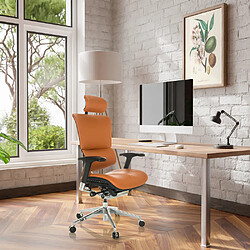 Chaise de bureau / fauteuil de direction ERGO-U2 L assise cuir / dossier cuir marron clair hjh OFFICE pas cher