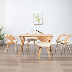 Maison Chic Lot de 4 Chaises à manger,Chaise pour cuisine crème bois courbé et similicuir -MN93606