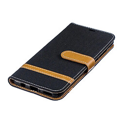 Acheter Etui en PU tissu jeans de couleur assortie noir pour votre Huawei P30 Lite