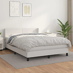 vidaXL Sommier à lattes de lit avec matelas Blanc 140x200cm Similicuir