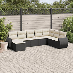 vidaXL Salon de jardin 8 pcs avec coussins noir résine tressée