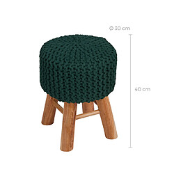 Rendez Vous Deco Petit tabouret tricot Lisa vert sapin