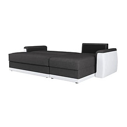 Avis JAMES Canape dangle convertible 3 places + Coffre de rangement - Simili blanc et tissu gris anthracite - L 230 x P 142 cm