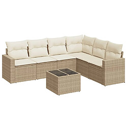 Maison Chic Salon de jardin avec coussins 7 pcs | Ensemble de Table et chaises | Mobilier d'Extérieur beige résine tressée -GKD23155