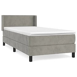 vidaXL Sommier à lattes de lit et matelas Gris clair 100x200cm Velours