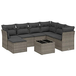 vidaXL Salon de jardin 8 pcs avec coussins gris résine tressée