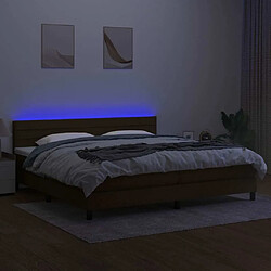 Acheter Maison Chic Lit adulte- Lit + matelas + LED,Sommier à lattes de lit matelas et LED Marron foncé 200x200 cm -GKD71479