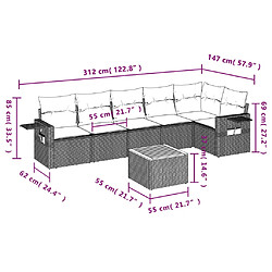 Acheter vidaXL Salon de jardin avec coussins 7 pcs gris résine tressée