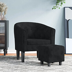 vidaXL Fauteuil avec repose-pied noir velours 