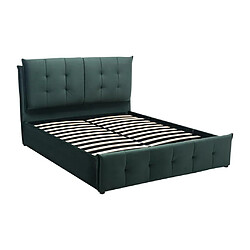 Vente-Unique Lit coffre 140 x 200 cm - Velours - Vert - OLERIA