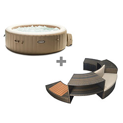 Pack spa gonflable Intex PureSpa Sahara rond Bulles 4 places + Ensemble mobilier 