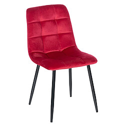 Decoshop26 Lot de 4 chaises de salle à manger style moderne et confortable en velours rouge et métal noir 10_0001790