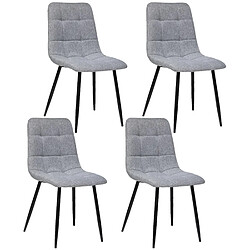 Toilinux Lot de 4 chaises Sirac effet velours - Gris clair Toilinux - Lot de 4 chaises Sirac effet velours - Gris clair - Moderne